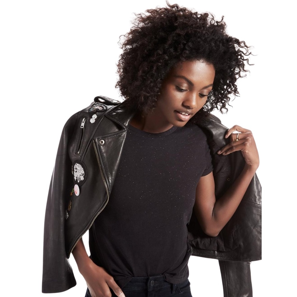 Lucky Brand Black Glitter Tee XS
